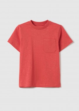 OVS παιδικό T-shirt μονόχρωμο με τσέπη Regular Fit - 002269138 Κοραλί