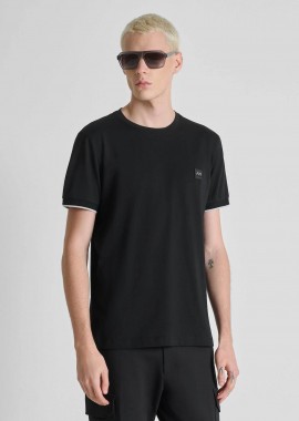 ANTONY MORATO - Antony Morato ανδρικό T-shirt με logo patch Regular Fit - KS02641FA100240 Μαύρο