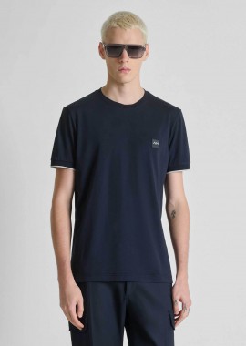 ANTONY MORATO - Antony Morato ανδρικό T-shirt με logo patch Regular Fit - KS02641FA100240 Μπλε Σκούρο