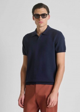 ANTONY MORATO - Antony Morato ανδρική μπλούζα πόλο textured Regular Fit - SW01601YA100071 Μπλε Σκούρο