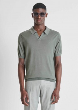 ANTONY MORATO - Antony Morato ανδρική μπλούζα πόλο με μετάξι Slim Fit - SW01608YA200091 Λαδί
