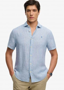 Superdry ανδρικό λινό πουκάμισο με κεντημένο λογότυπο Relaxed Fit 
