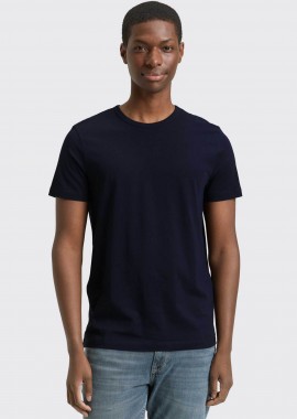 Tom Tailor ανδρικό T-shirt μονόχρωμο Slim Fit - 1048995 Μπλε Σκούρο