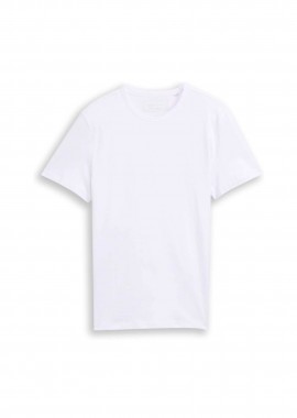 TOM TAILOR - Tom Tailor ανδρικό T-shirt μονόχρωμο Slim Fit - 1048995 Λευκό