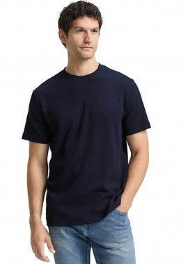 Tom Tailor ανδρικό T-shirt με waffle pattern Regular Fit - 1048599 Μπλε Σκούρο