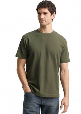 TOM TAILOR - Tom Tailor ανδρικό T-shirt με waffle pattern Regular Fit - 1048599 Χακί