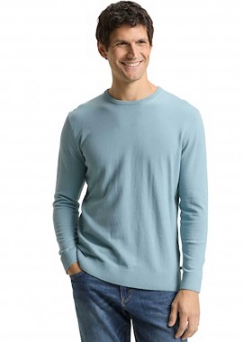 TOM TAILOR - Tom Tailor ανδρικό πουλόβερ μονόχρωμο Regular Fit - 1049500 Γαλάζιο