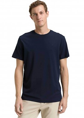 TOM TAILOR - Tom Tailor ανδρικό T-shirt με κεντημένο λογότυπο Regular Fit - 1050139 Μπλε Σκούρο