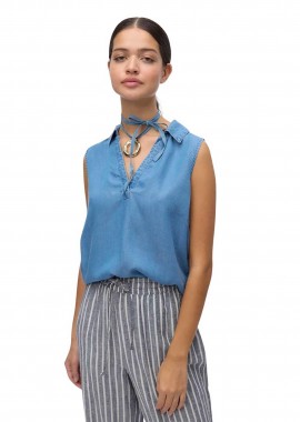 Vero Moda γυναικεία μπλούζα αμάνικη denim με V λαιμόκοψη Regular Fit - 10283751 Denim Blue