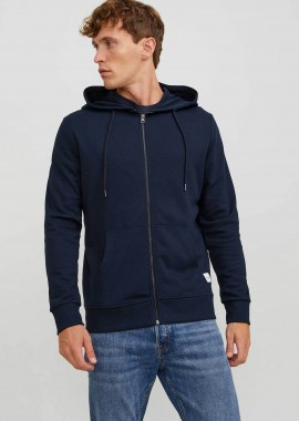 JACK & JONES ανδρική ζακέτα φούτερ με κουκούλα Regular Fit - 12181901 Μπλε Σκούρο