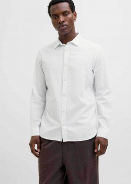 JACK & JONES ανδρικό πουκάμισο με ριγέ σχέδιο Relaxed Fit - 12269315 Λευκό
