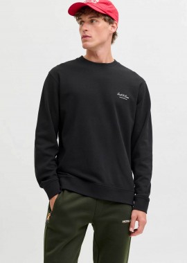 JACK & JONES - JACK & JONES ανδρική μπλούζα φούτερ με λογότυπο Relaxed Fit - 12287995 Μαύρο