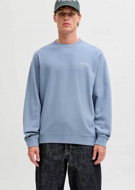 JACK & JONES - JACK & JONES ανδρική μπλούζα φούτερ με λογότυπο Relaxed Fit - 12287995 Μπλε