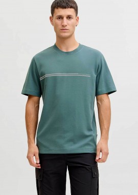 JACK & JONES - JACK & JONES ανδρικό T-shirt με λογότυπο Regular Fit - 12289936 Πετρόλ