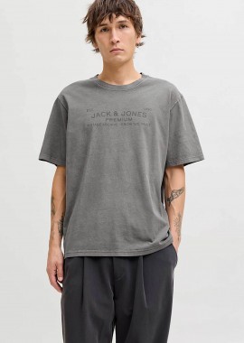 JACK & JONES ανδρικό T-shirt με λογότυπο Regular Fit - 12293014 Γκρι Σκούρο