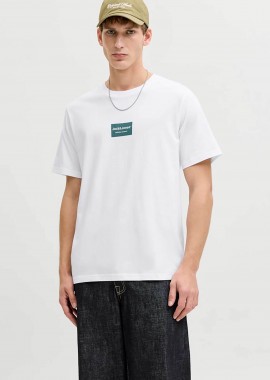 JACK & JONES ανδρικό T-shirt με logo frame Relaxed Fit - 12288092 Λευκό