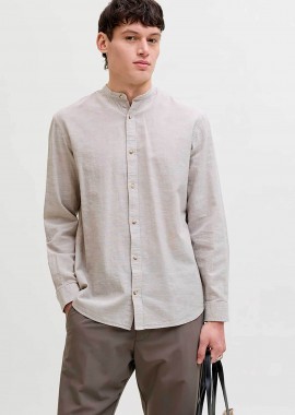 JACK & JONES ανδρικό πουκάμισο μάο Regular Fit - 12289184 Εκρού