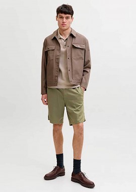 JACK & JONES - JACK & JONES ανδρική βερμούδα με ελαστική μέση Relaxed Fit - 12292332 Χακί