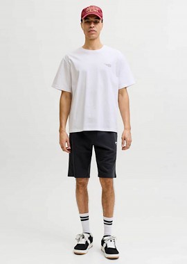 JACK & JONES - JACK & JONES ανδρική βερμούδα με ελαστική μέση και λογότυπο Regular Fit - 12288638-** Μαύρο