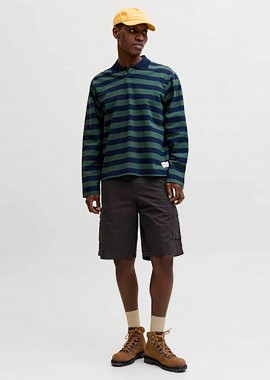 JACK & JONES - JACK & JONES ανδρική βερμούδα cargo Relaxed Fit - 12292263 Μαύρο