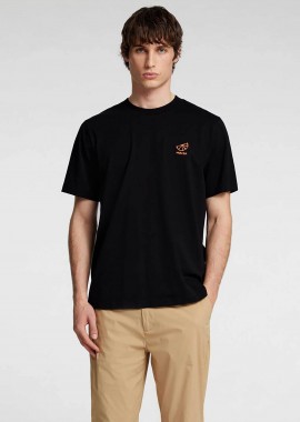SELECTED - Selected ανδρικό T-shirt μονόχρωμο με logo print Regular Fit - 16096779 Μαύρο