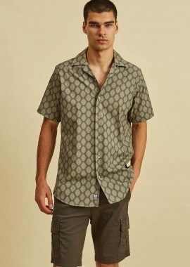 DORS - DORS ανδρικό πουκάμισο με all-over print Regular Fit - 1038034.C02 Λαδί