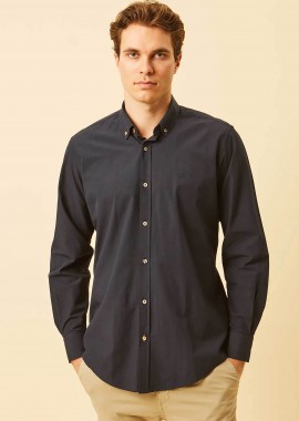 DORS - DORS ανδρικό πουκάμισο poplin button down με κεντημένο λογότυπο Regular Fit - 1040001.C02 Μαύρο