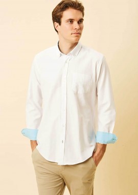 DORS - DORS ανδρικό πουκάμισο oxford button down με τσέπη και κεντημένο λογότυπο Regular Fit - 1040002.C01 Λευκό