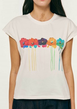 Forel γυναικείo T-shirt με print - 082.10.01.055 Εκρού
