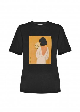 FOREL - Forel γυναικείo T-shirt με print - 082.10.01.081 Μαύρο