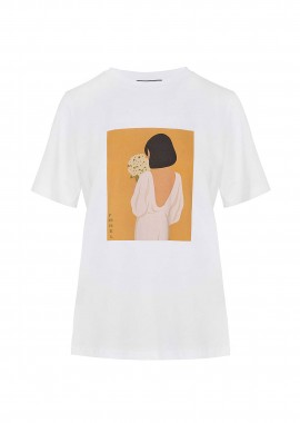FOREL - Forel γυναικείo T-shirt με print - 082.10.01.081 Λευκό