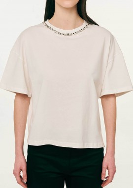 Forel γυναικείo T-shirt με στρας - 082.10.01.091 Εκρού