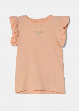 GUESS - Guess παιδικό T-shirt με κεντημένο λογότυπο και βολάν - K5RI26K6YW4 Σομόν