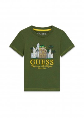 GUESS - Guess παιδικό T-shirt με logo print - N6GI07K8HM4 Πράσινο Σκούρο