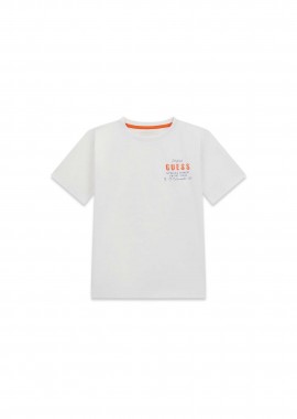 Guess παιδικό T-shirt με logo print - L6GI21K8HM4 Λευκό