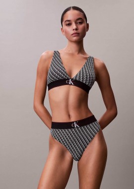 CALVIN KLEIN - Calvin Klein γυναικείο σλιπ thong με monogram - LV00QF8813 Ασπρόμαυρο