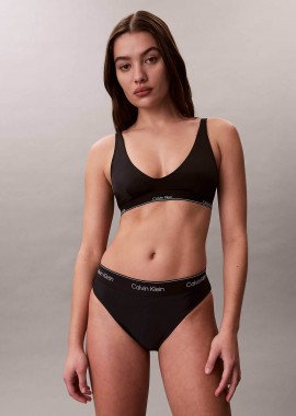 Calvin Klein γυναικείο μαγιό μπικίνι τοπ bralette με λογότυπο - LV00Q61207 Μαύρο