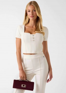 GUESS - Guess γυναικείο τοπ με διακοσμητικά κουμπιά cropped
