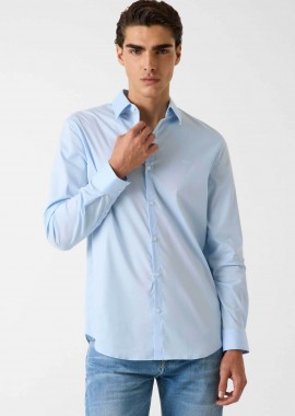 GUESS - Guess ανδρικό πουκάμισο μονόχρωμο Slim Fit - M1YH20W7ZK1 Γαλάζιο