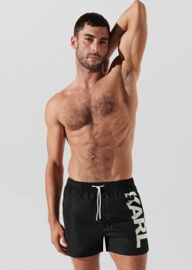 Karl Lagerfeld ανδρικό μαγιό σορτς με logo print - A1M46013 Μαύρο