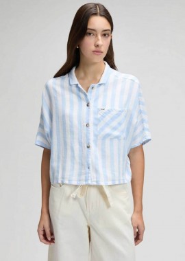 Lee® γυναικείο πουκάμισο cropped με ριγέ σχέδιο Regular Fit - 112378262 Γαλάζιο