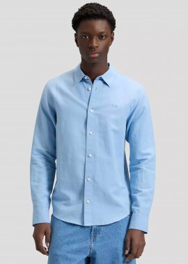 LEE - Lee® ανδρικό πουκάμισο με logo print μονόχρωμο Regular Fit - 112376556 Μπλε Ανοιχτό