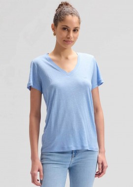 LEE - Lee® γυναικείο T-shirt μονόχρωμο Regular Fit - 112377023 Μπλε Ανοιχτό