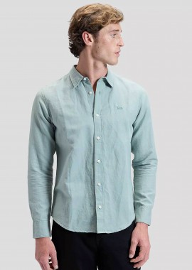 LEE - Lee® ανδρικό πουκάμισο με logo print μονόχρωμο Regular Fit - 112376550 Πράσινο Ανοιχτό