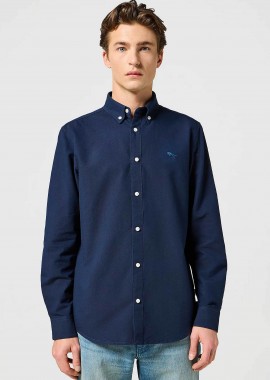 WRANGLER - Wrangler® ανδρικό πουκάμισο oxford button down με κεντημένο logo Regular Fit - 112357241 Μπλε Σκούρο