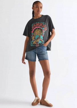 WRANGLER - Wrangler® γυναικείο ψηλόμεσο denim σορτς πεντάτσεπο Relaxed Fit
