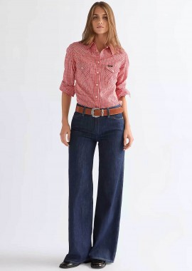 Wrangler® γυναικείο τζιν παντελόνι πεντάτσεπο Wide Leg - 112378172 Denim Blue Σκούρο
