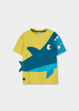 BOBOLI - Boboli παιδικό Τ-shirt με τύπωμα καρχαρία - 543204 Κίτρινο