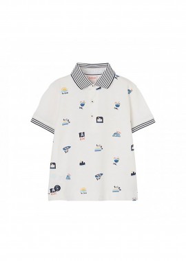 BOBOLI - Boboli παιδική μπλούζα πόλο με all-over print - 503031 Λευκό