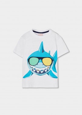 Boboli παιδικό Τ-shirt με print καρχαρία - 543080 Λευκό